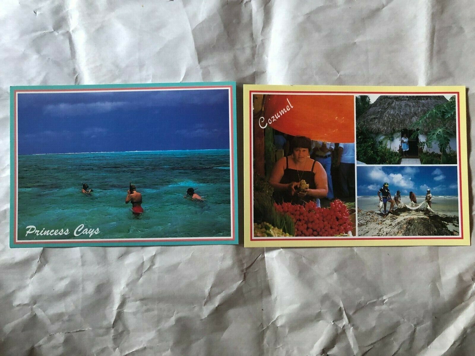 2 Vintage Postcard - Cozumel and Princess Cays