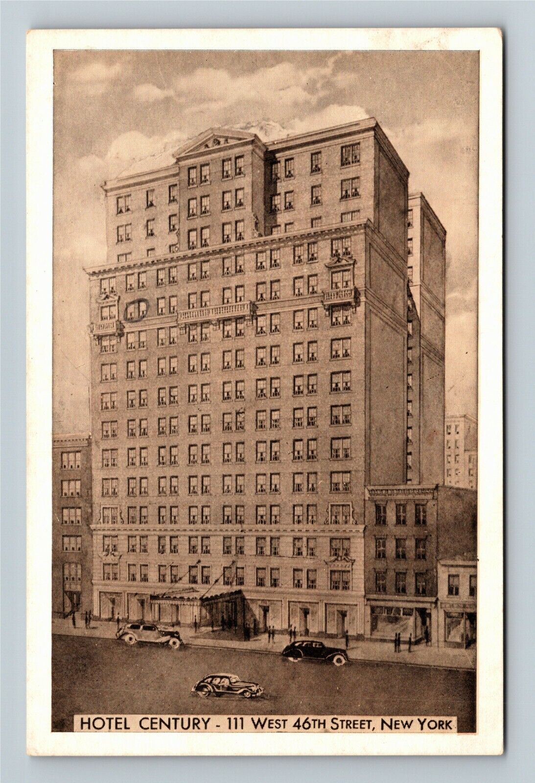 New York City NY, Hotel Century, Advertising, Vintage Postcard