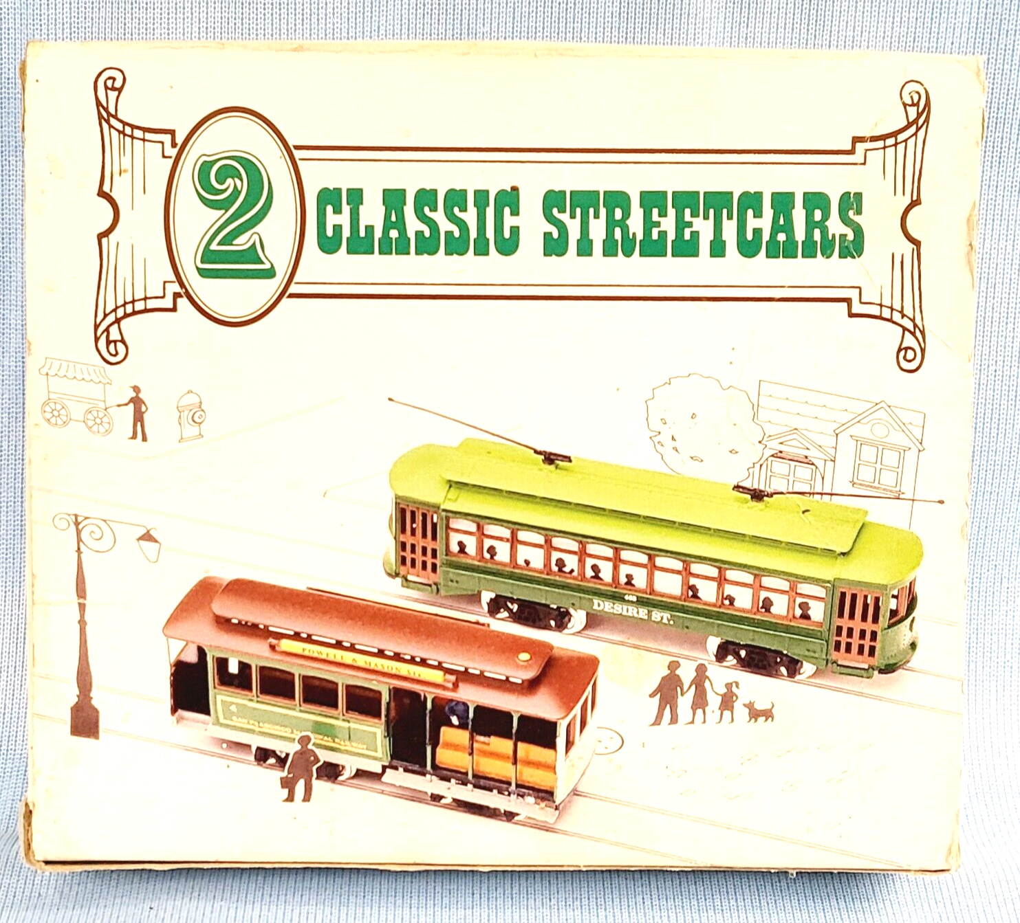 2 Classic Streetcars Desire St & Powell & Mason Trolley in Box Die Cast