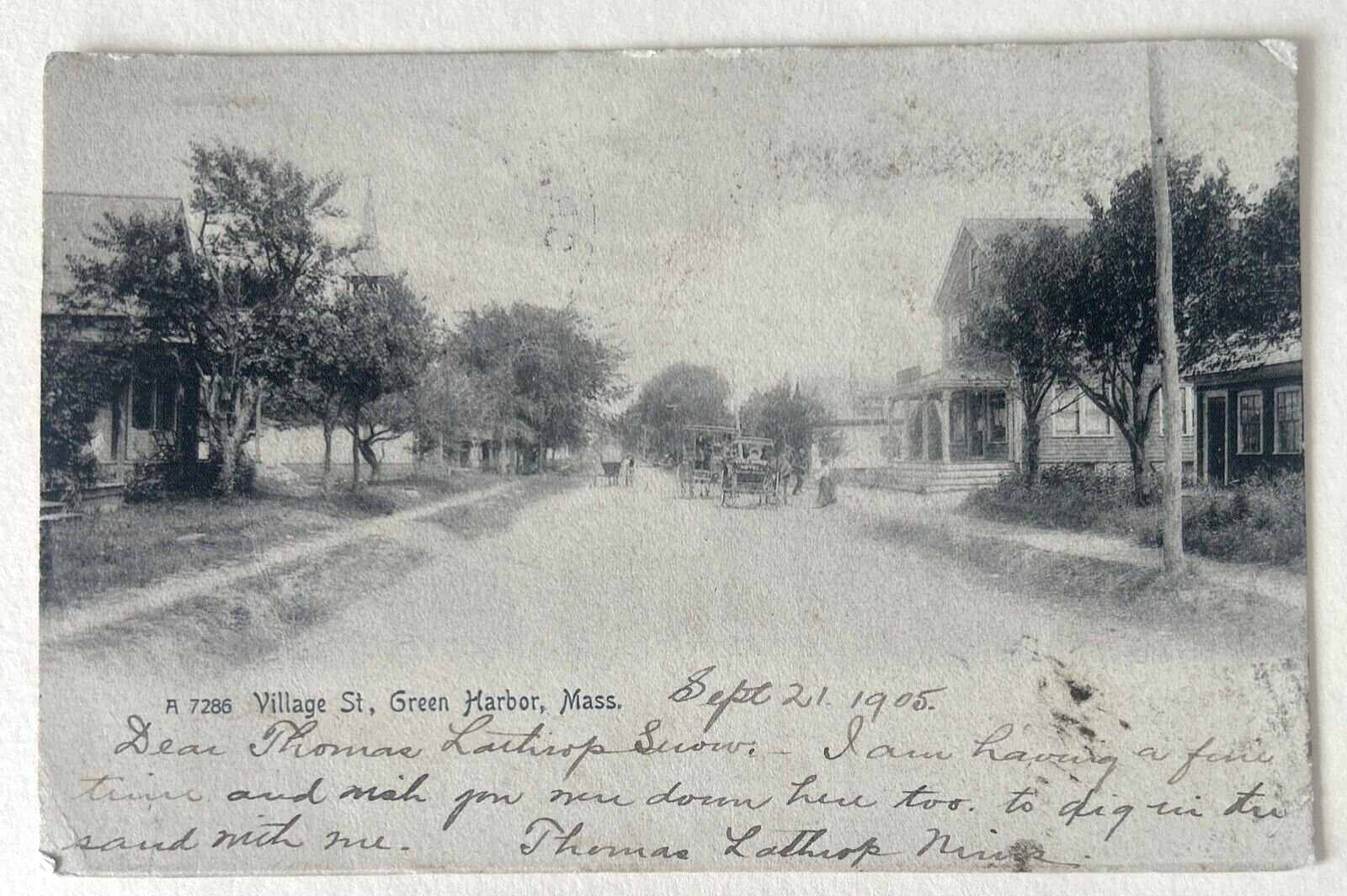 Green Harbor Massachusetts Village Street A7286 1905 Undivided Back Postcard