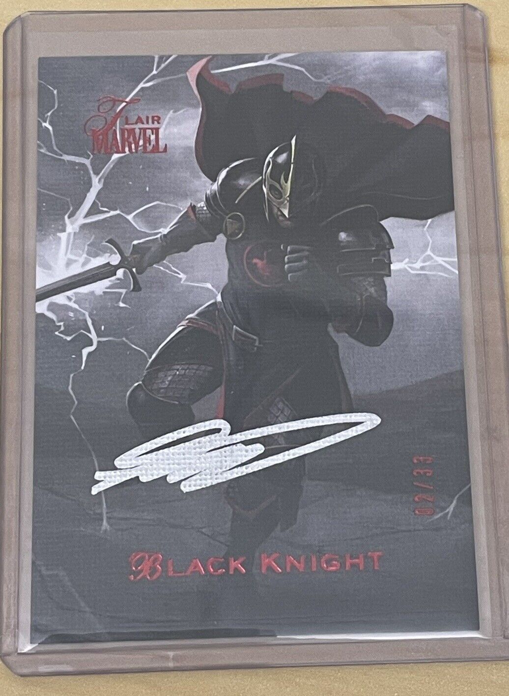 2023 Flair Marvel Black Knight Red Color Match Artist Auto 02/33 #81 Matte SP