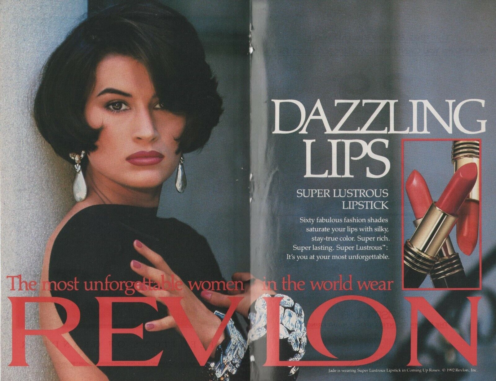  Vintage 1980\'s Woman\'s Fashion - Revlon Lipstick - Dazzling Lips - 1981 Art AD