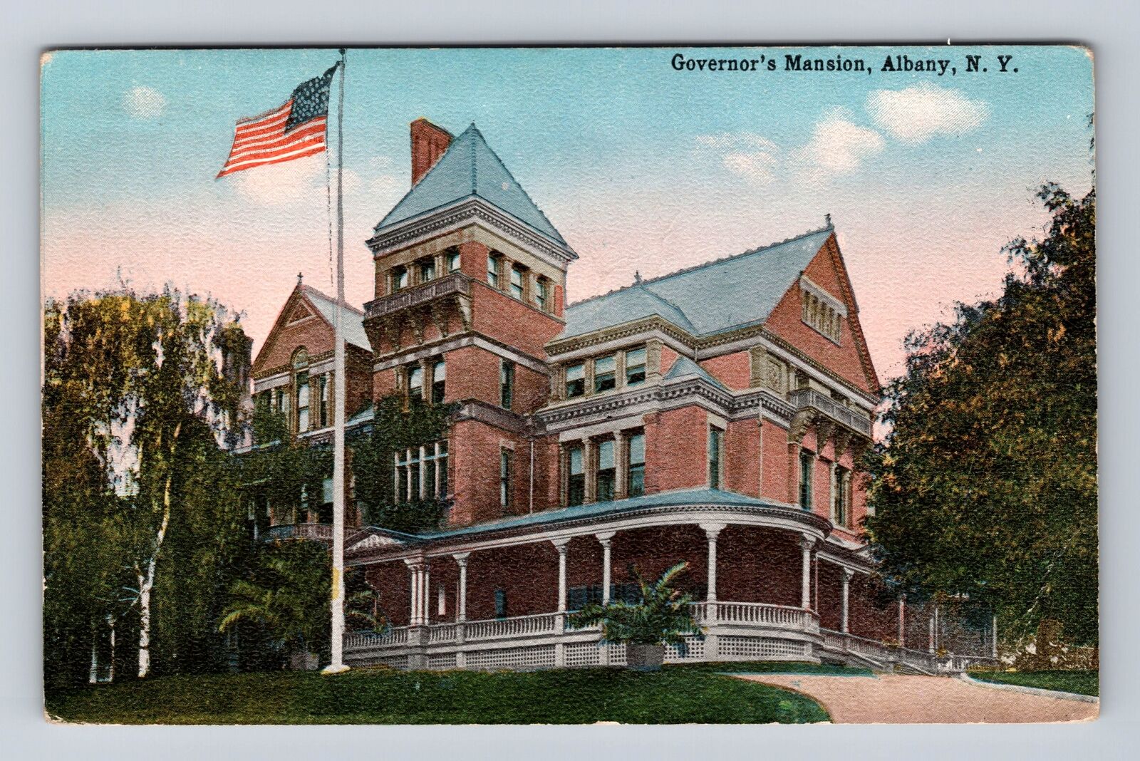 Albany NY-New York, Panoramic View Governor\'s Mansion Vintage Souvenir Postcard
