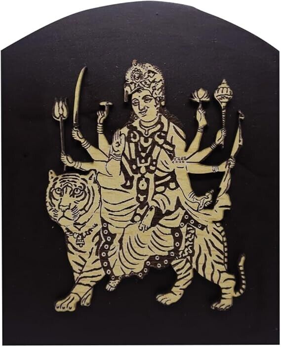 Goddess Vaishno Devi MATA Maa Durga Sherawali MATA Idol on Lion Wooden photo