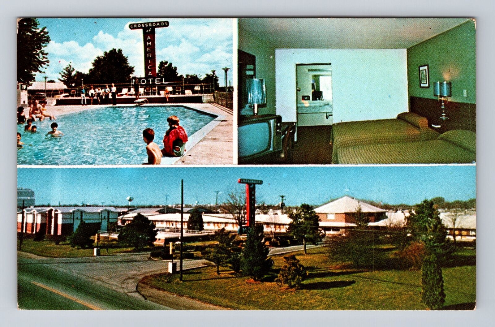 Vandalia OH-Ohio, Crossroads Of America Motel Advertising, Vintage Postcard