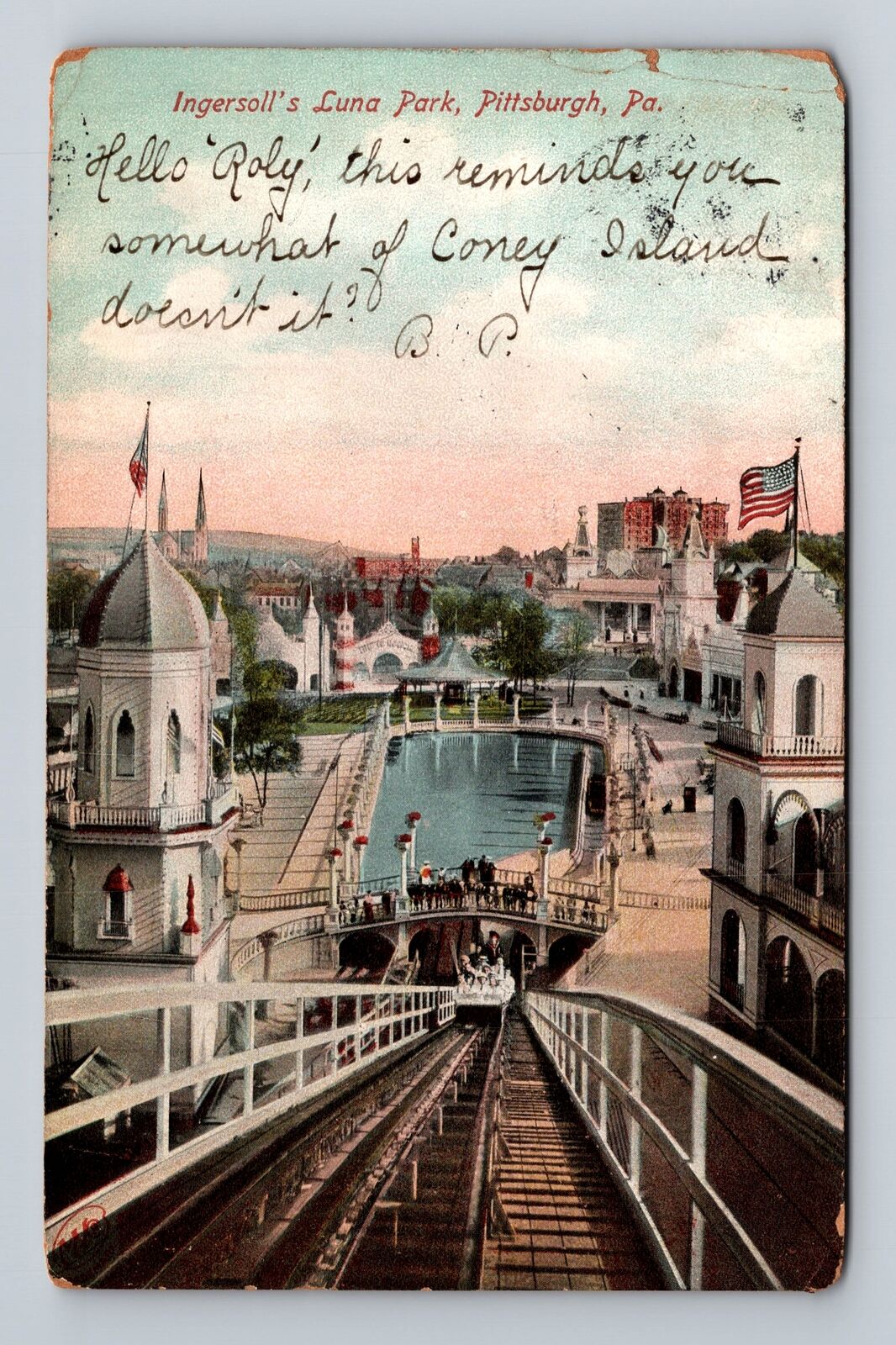 Pittsburgh PA-Pennsylvania, Ingersoll\'s Luna Park Antique Vintage c1906 Postcard