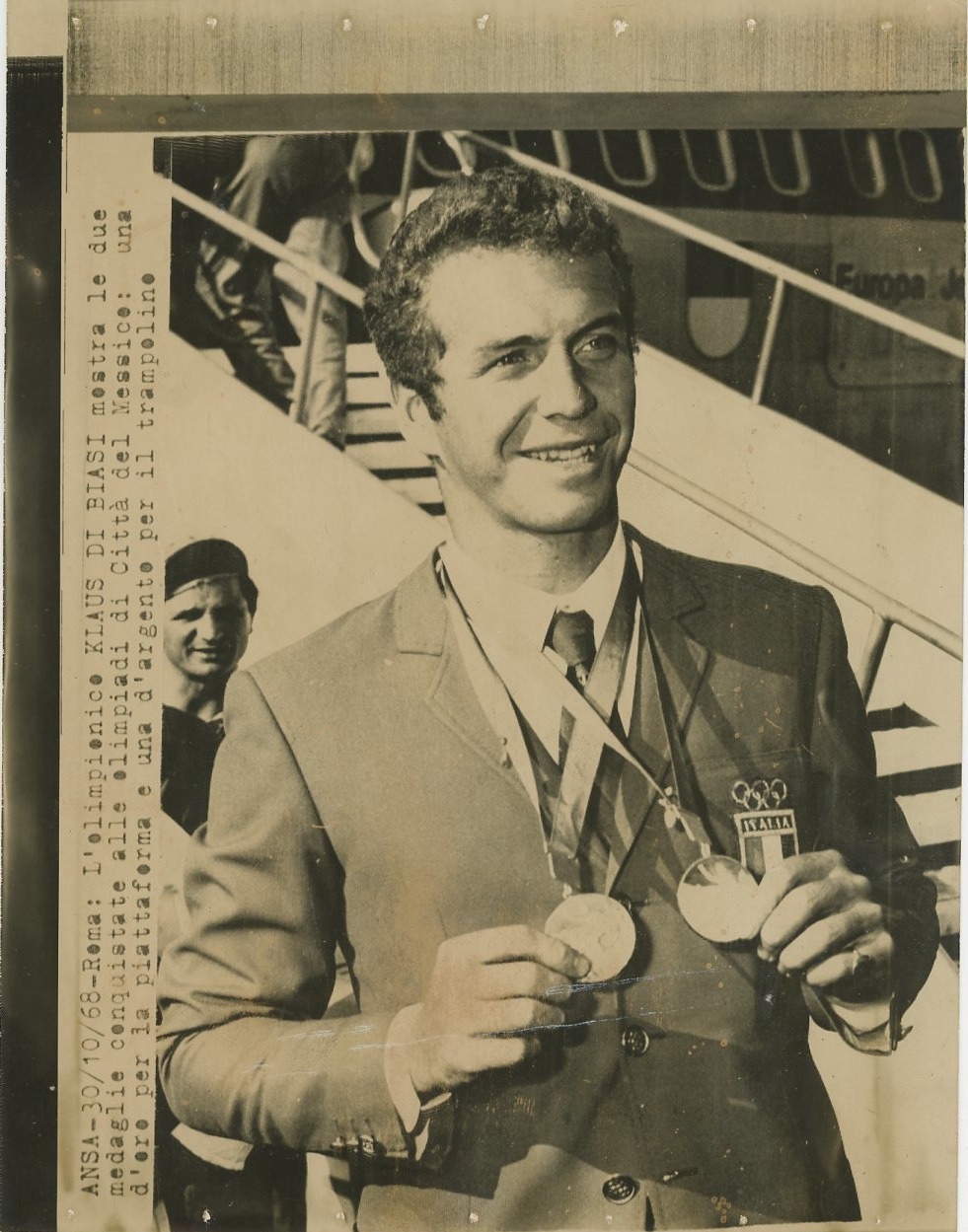 Klaus Dibiasi, Olympic Champion Diving, Rome, 1968 Vintage Silver Print 