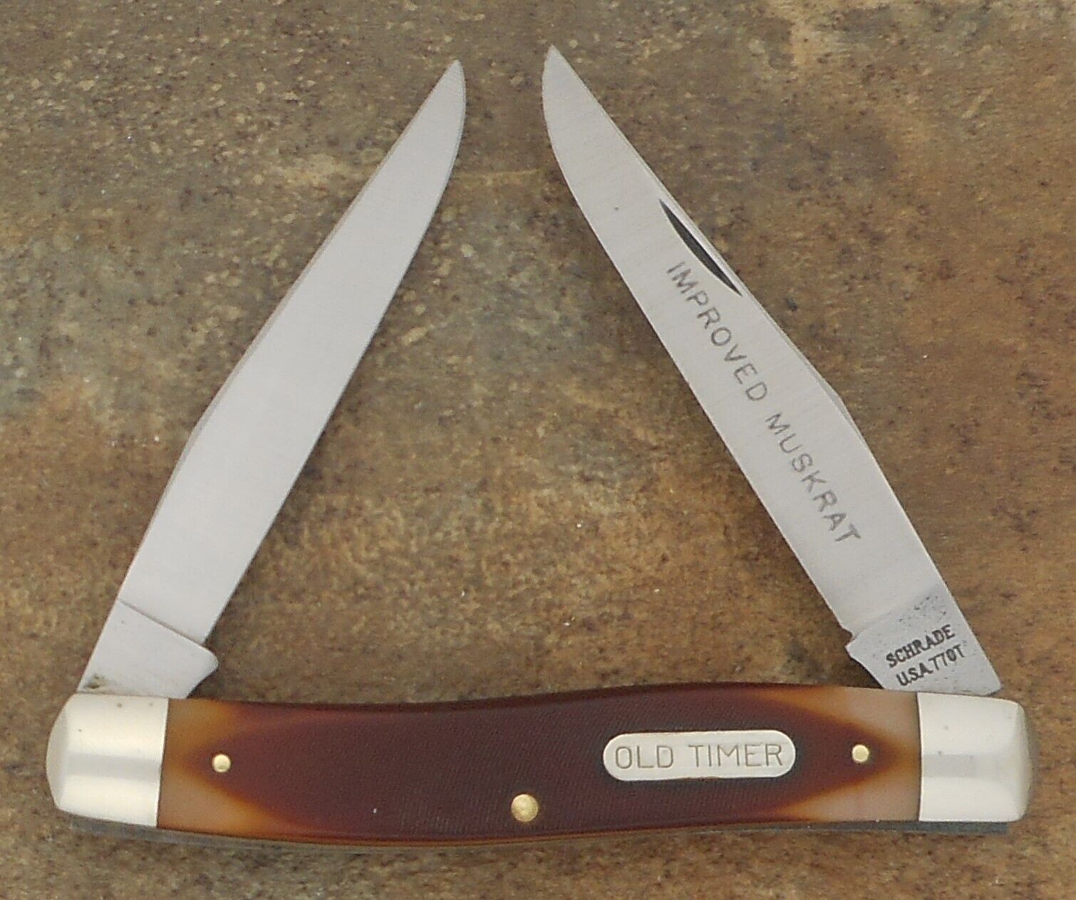 SCHRADE OLD TIMER U.S.A. 1976-2002 IMPROVED MUSKRAT CARBON STEEL KNIFE 77OT