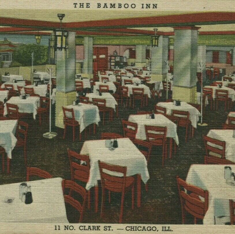 Vintage Postcard  Yon Lum\'s The Bamboo Inn Asian Restaurant/Lounge Chicago 1940s