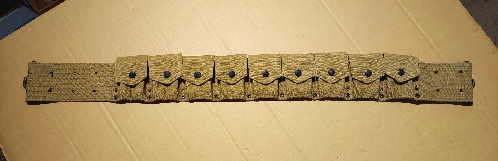 Pre-WW1 U.S. Army M1907 Mills Cartridge Belt with Rimless Eagle Snaps ~ Mint