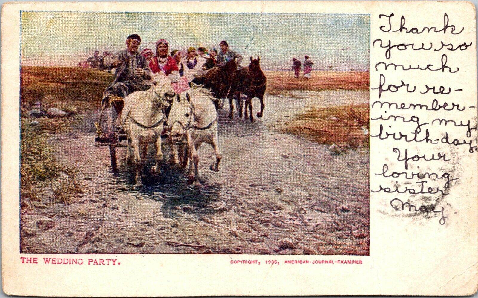The Wedding Party Postcard Hearst NY Sunday American  POSTED 1906