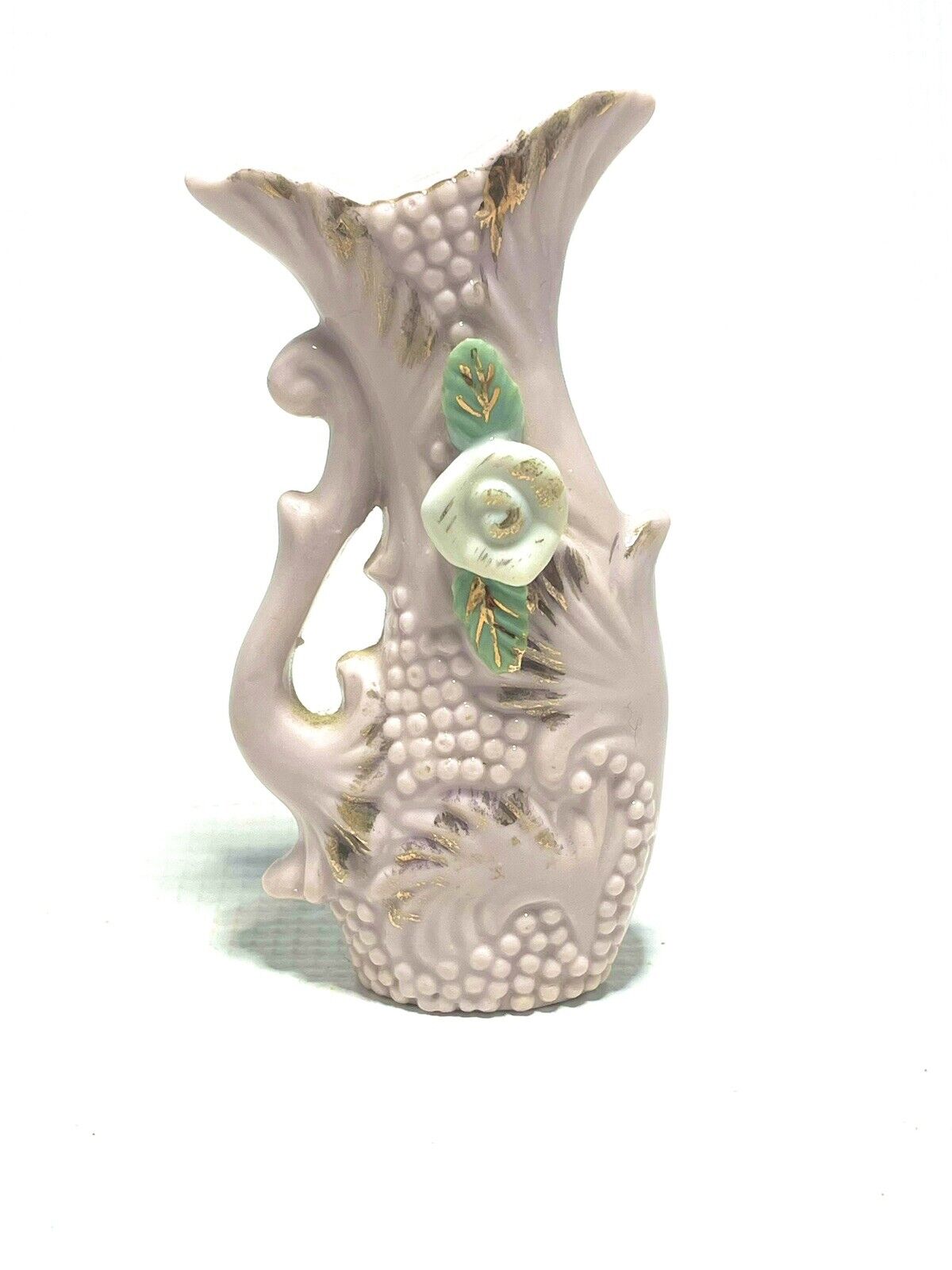 Vintage Miniature Japanese Ceramic Pale Pink Fish Vase  4 1/8”