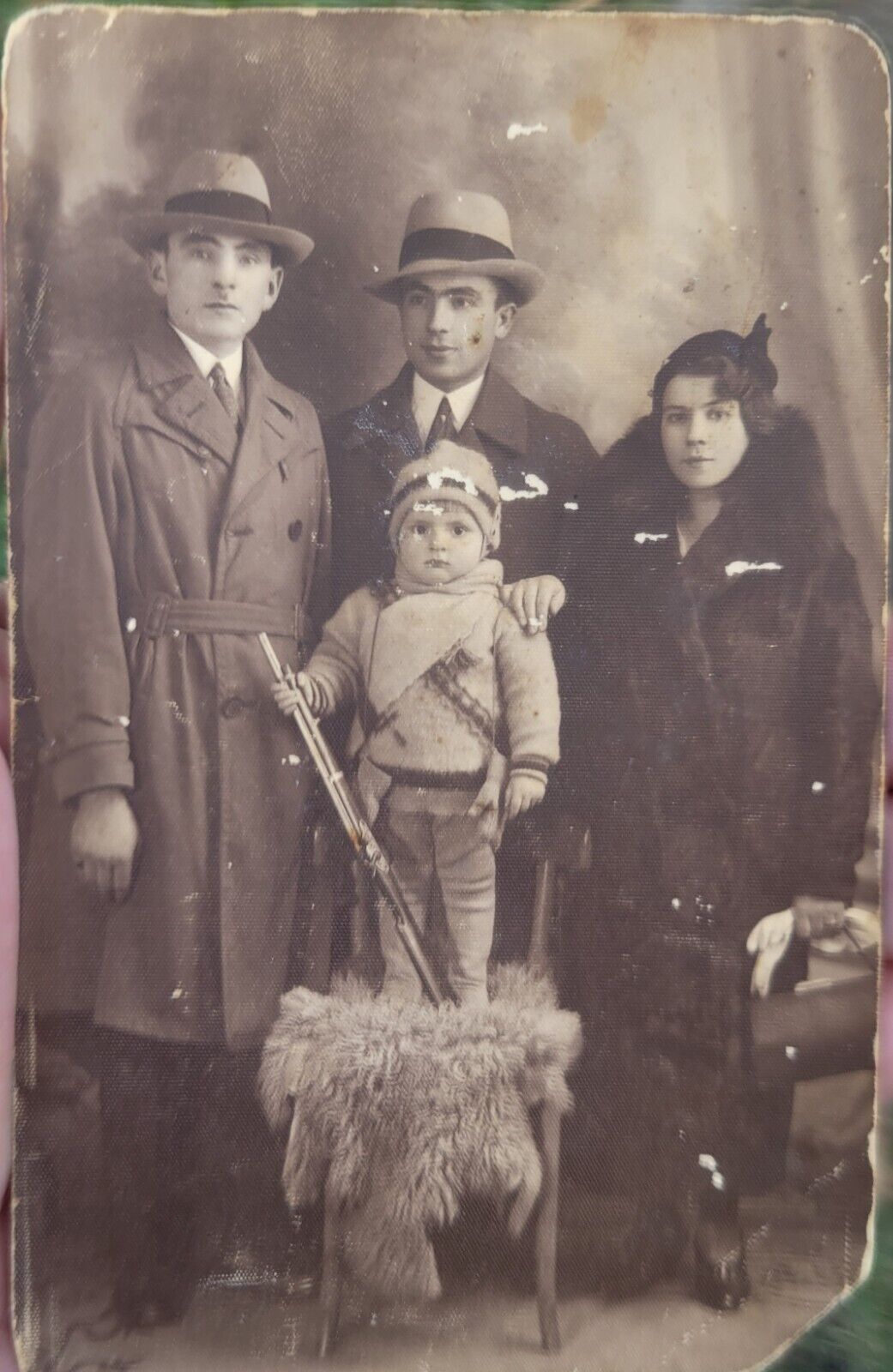 Antique Photo Postcard Little Boy Holding a Rare Child Size Rifle Gun RPPC