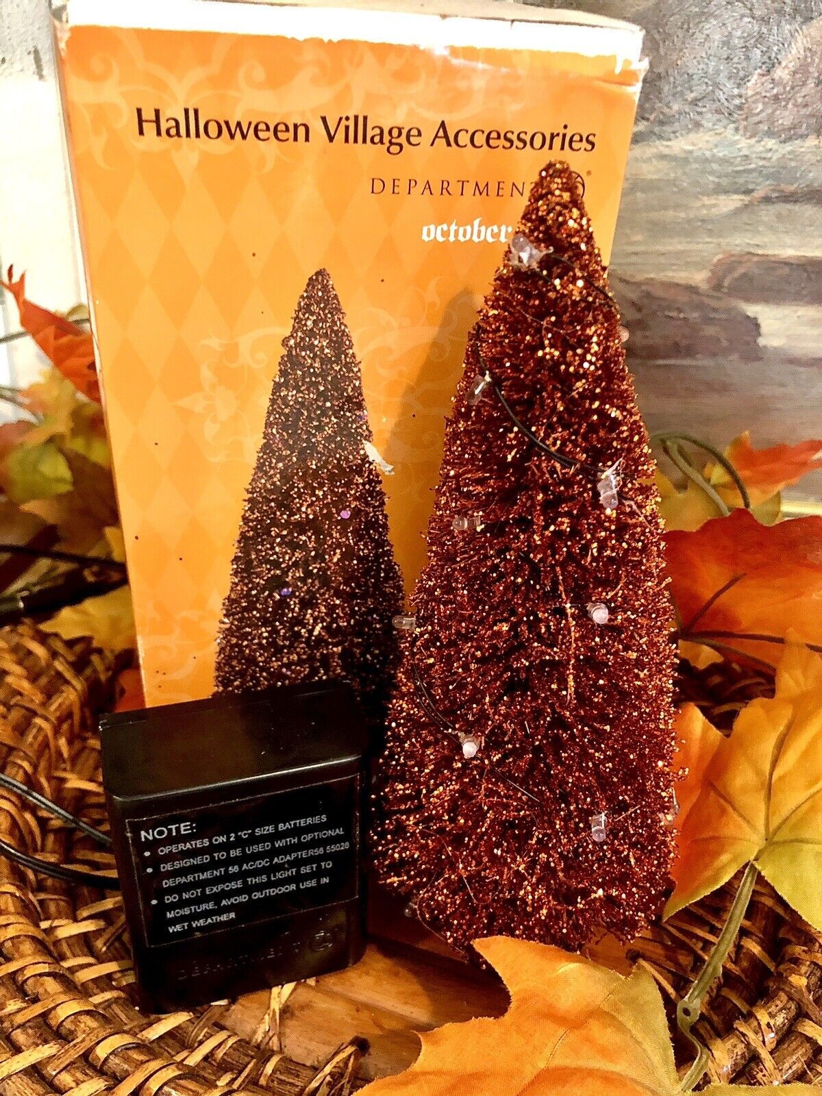 A 2014 Dept 56 October Glow Sparkling Glittered Lighted Halloween Tree 4038916