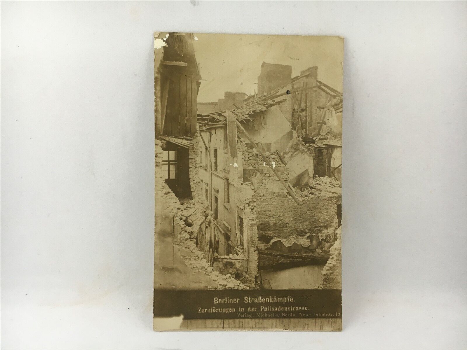German Revolution Berlin Postcard 1919 Strassenkampf Destruction Palisadenstrass