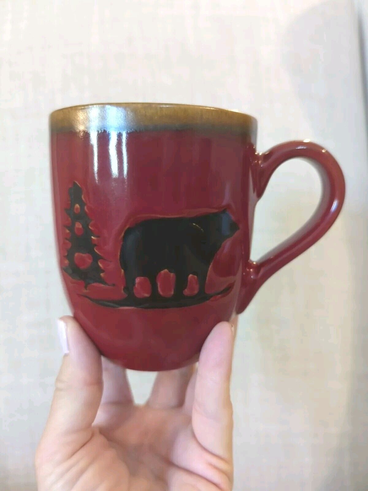 Home Studio Woodland Collection, Bear and Tree, Red and Brown Coffee Mug / Cup