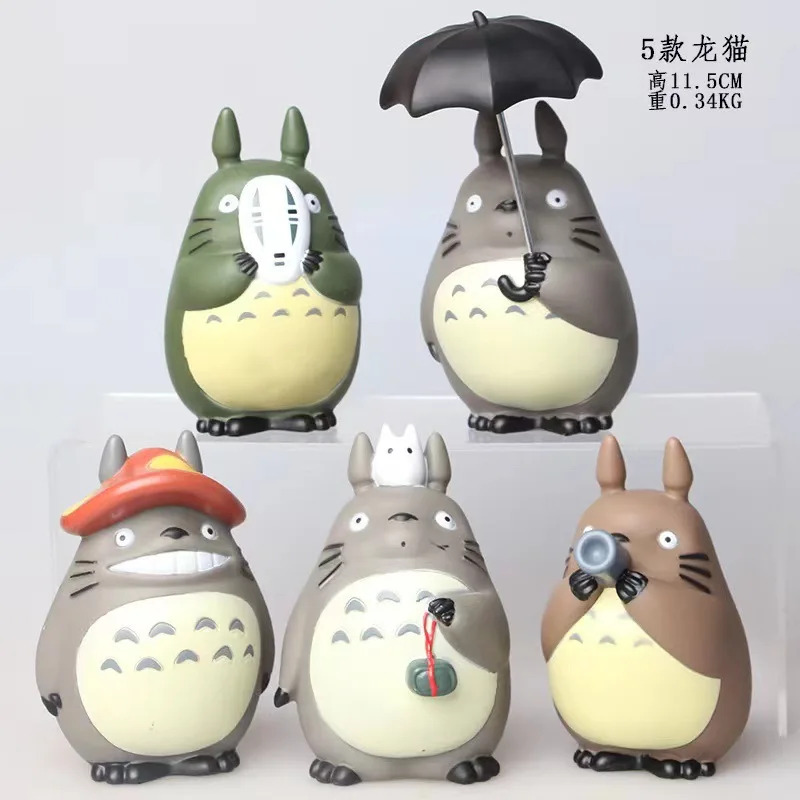 5Pcs Miyazaki Hayao My Neighbor Totoro with Umbrella PVC Figure Collectible Toy