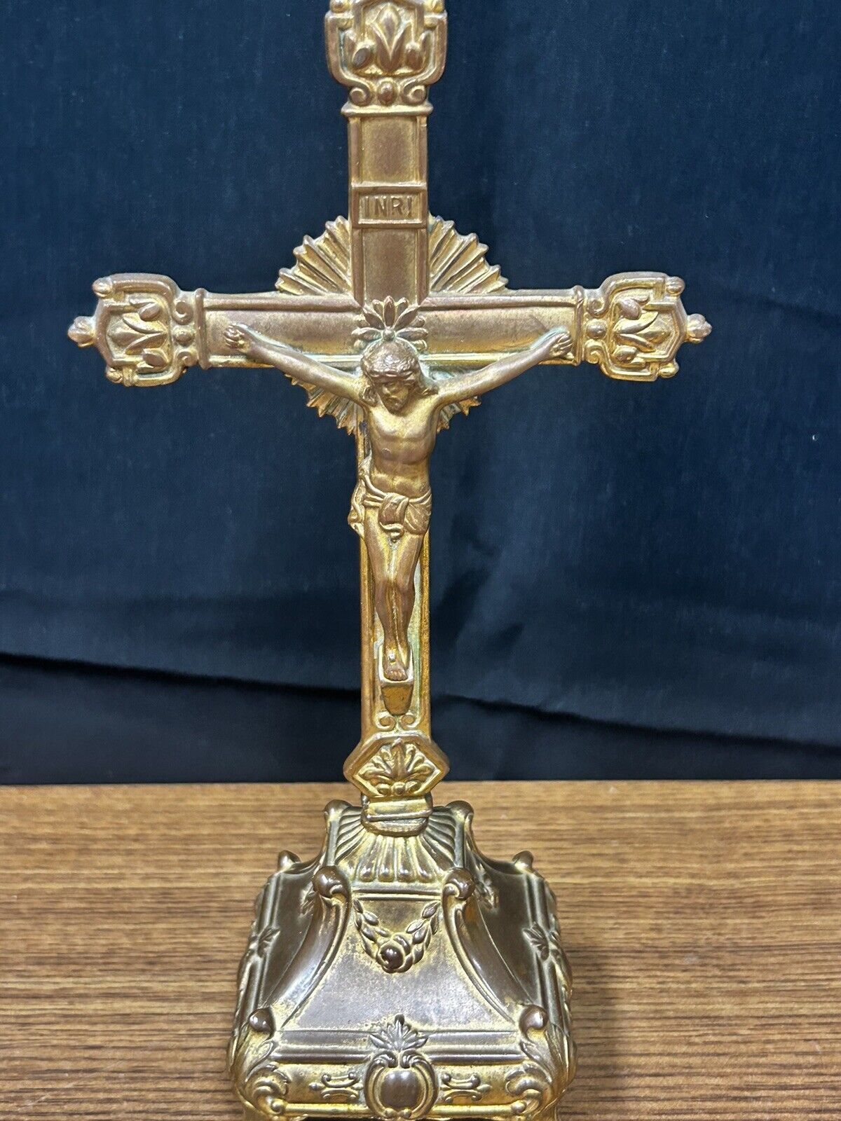 Antique J.B. Pat. 1921 Jennings Brothers Altar Cross Crucifix Jesus Christ INRI