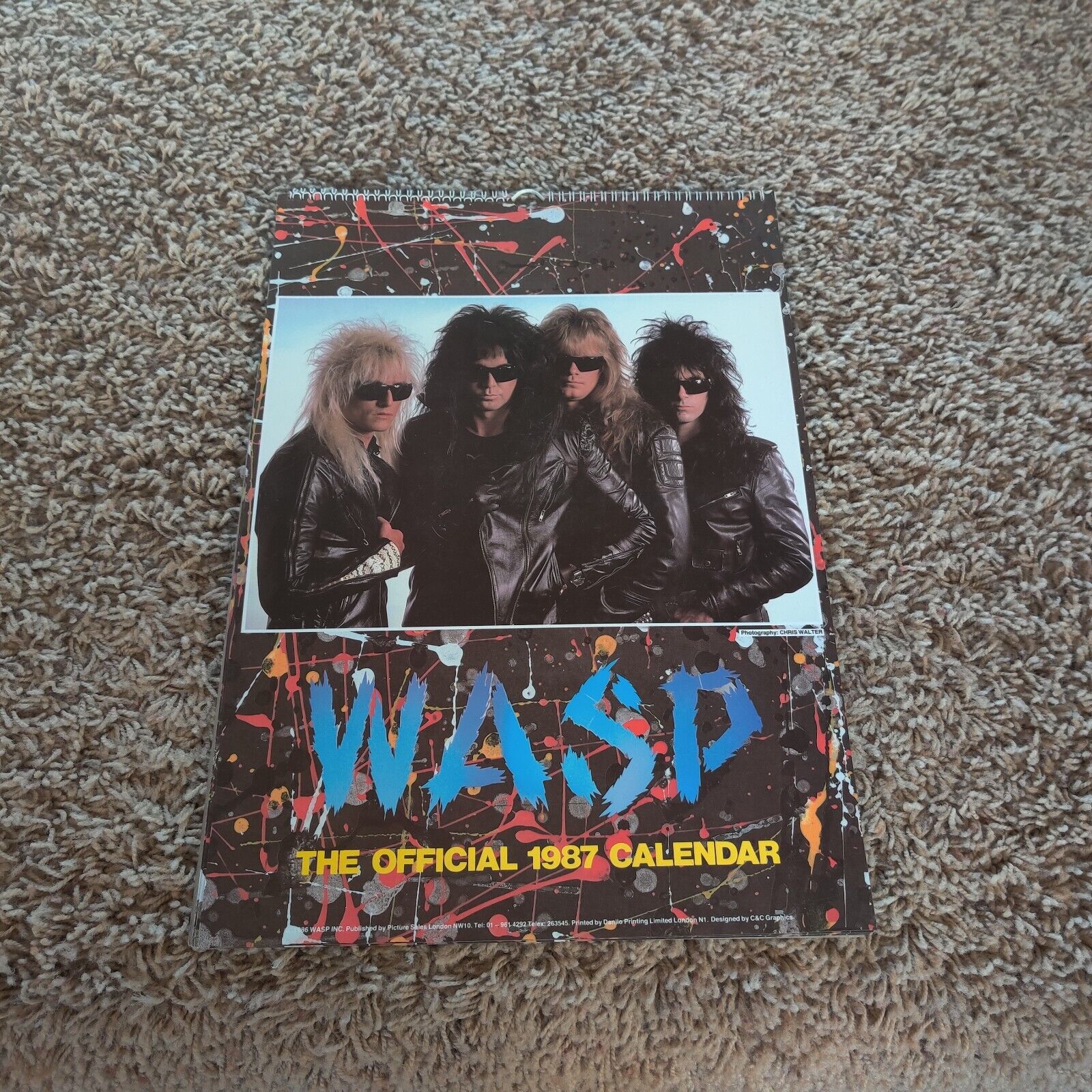 W.A.S.P. Official 1987 Wall Month Calendar Hair Metal Rock Band Blackie Lawless