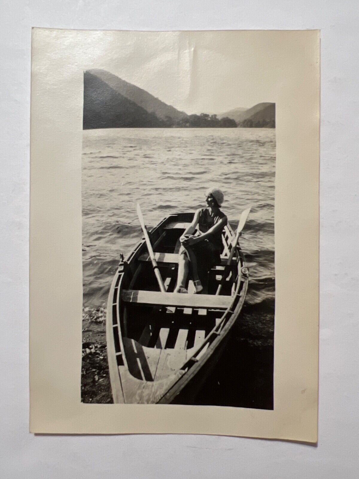 VTG 1920\'s Snapshot Photo Lady on a Boat