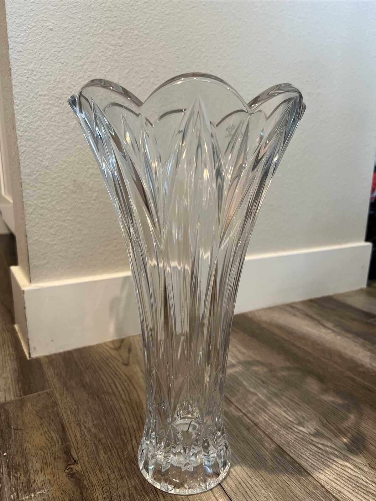 Lenox 14” Large Full Lead Crystal Vase fascinations Scalloped Stunning