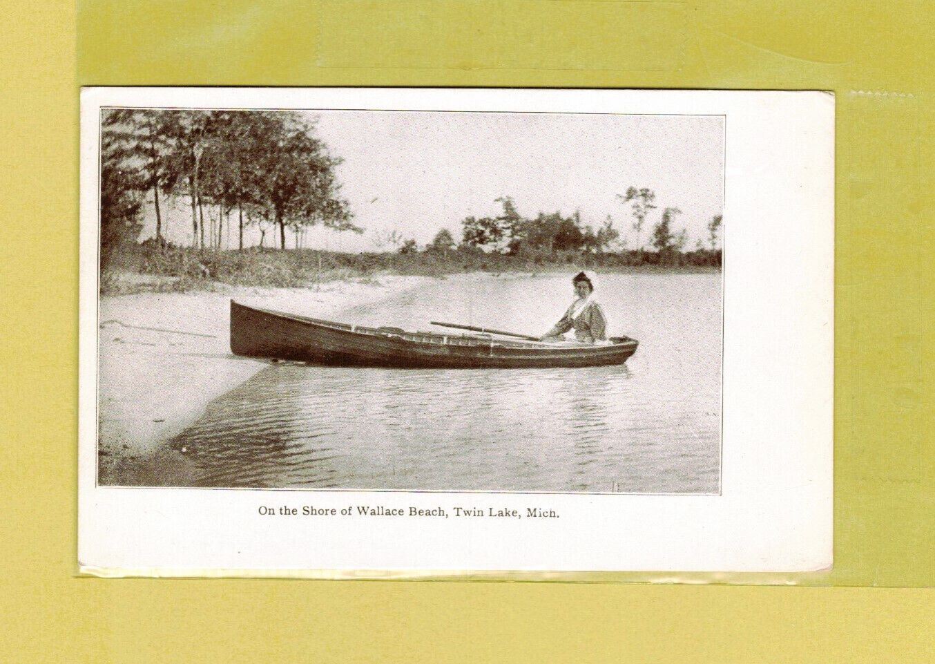 1908 TWIN LAKE MICHIGAN MUSKEGON WALLACE BEACH  POSTCARD PICTURE