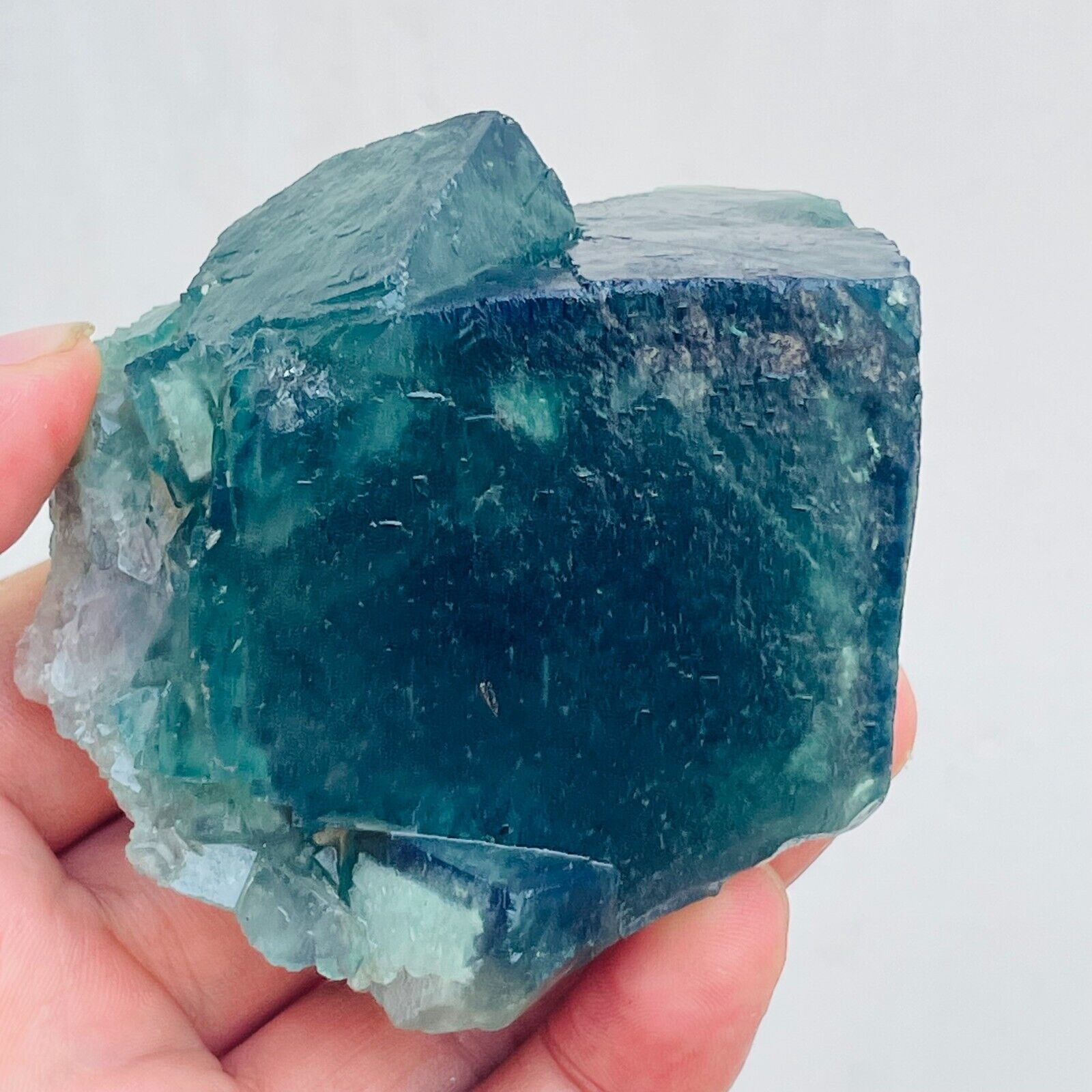 344g Natural Green Cube Fluorite Quartz Crystal Cluster Mineral Specimen Healing