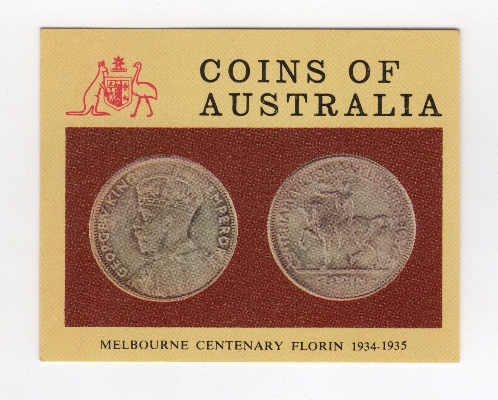 Nabisco Australia - Coins of Australia 1965 #25 Melbourne Centenary Florin 1934