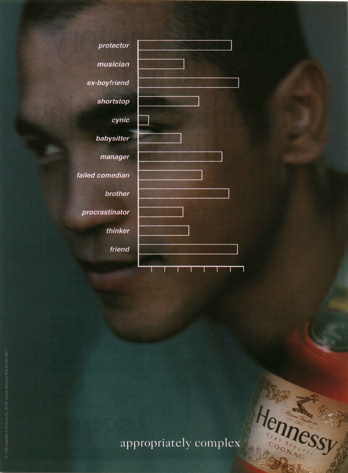 1998 VINTAGE PRINT AD - HENNESSY COGNAC AD..APPROPRIATELY COMPLEX - PROTECTOR