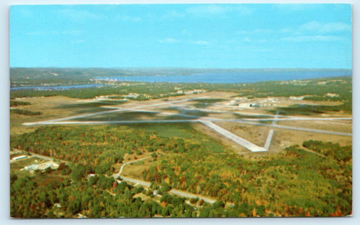 TRAVERSE CITY, Michigan MI ~ Aerial View CHERRY CAPITOL AIRPORT c1970s  Postcard