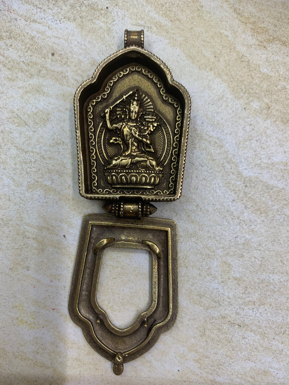 Hand Made Tibetan Brass *Bodhisattva* Prayer Box Pendant