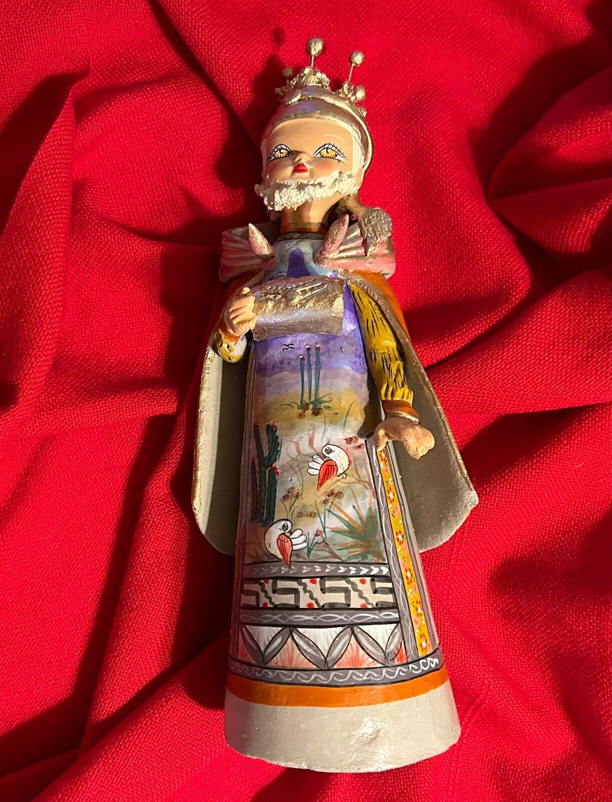 14 inch Tonala hand-painted replacement King nativity Mexico