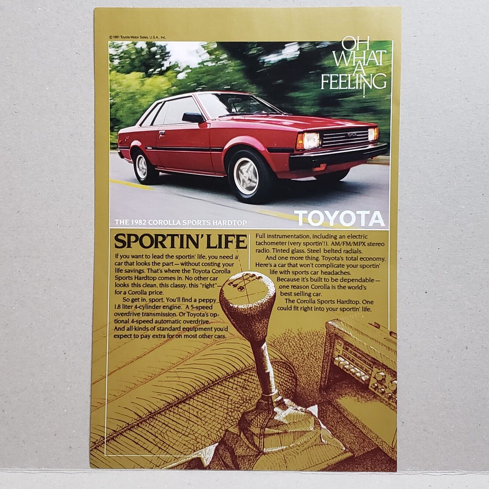 1982 Toyota Corolla Sports Hardtop Print Ad