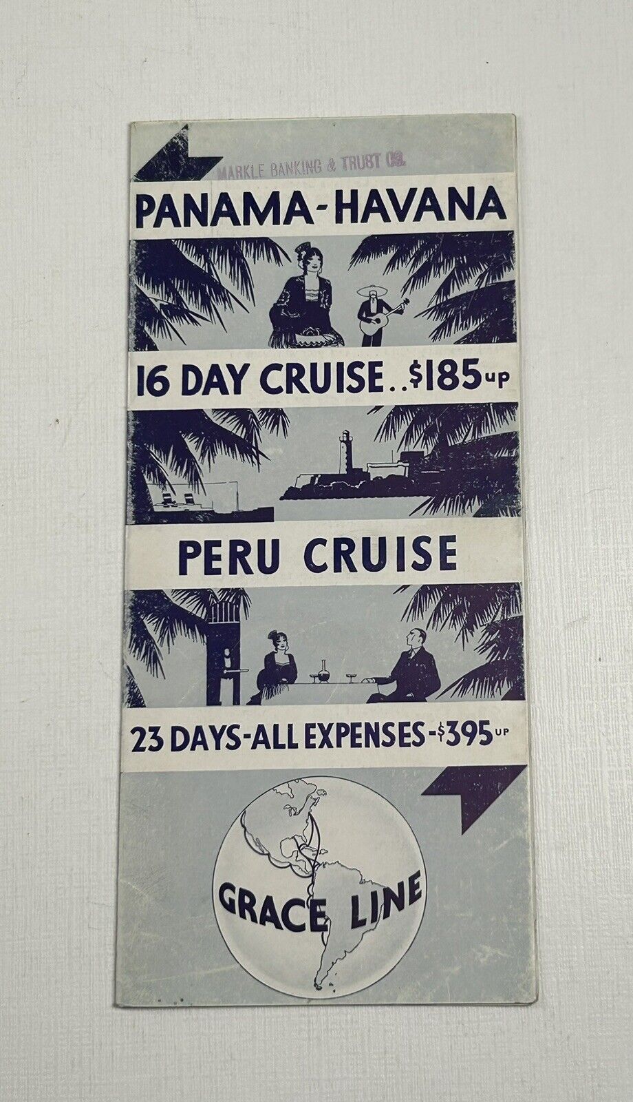 Travel Brochure Grace Line Cruise NY Panama Havana Ship Santa