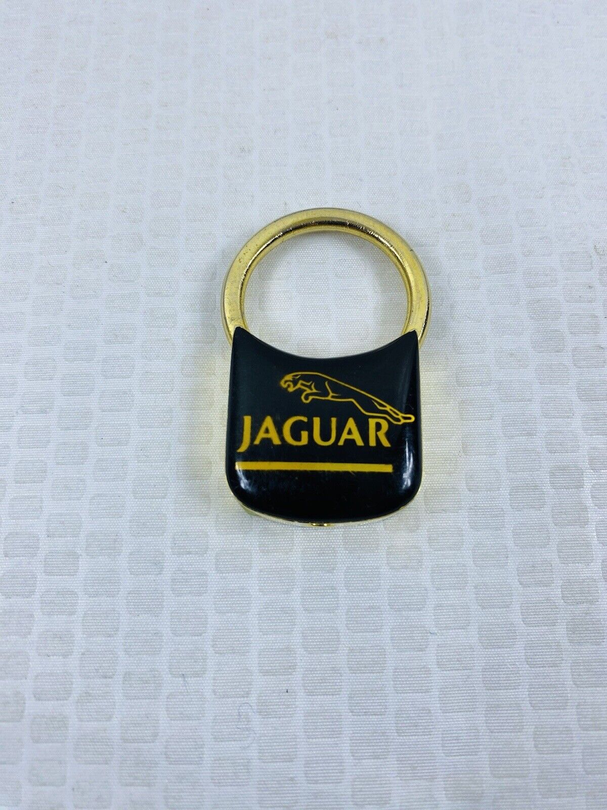 Vintage Goldtone /Black Jaguar Logo Rare Padlock Style Keyring Key Ring