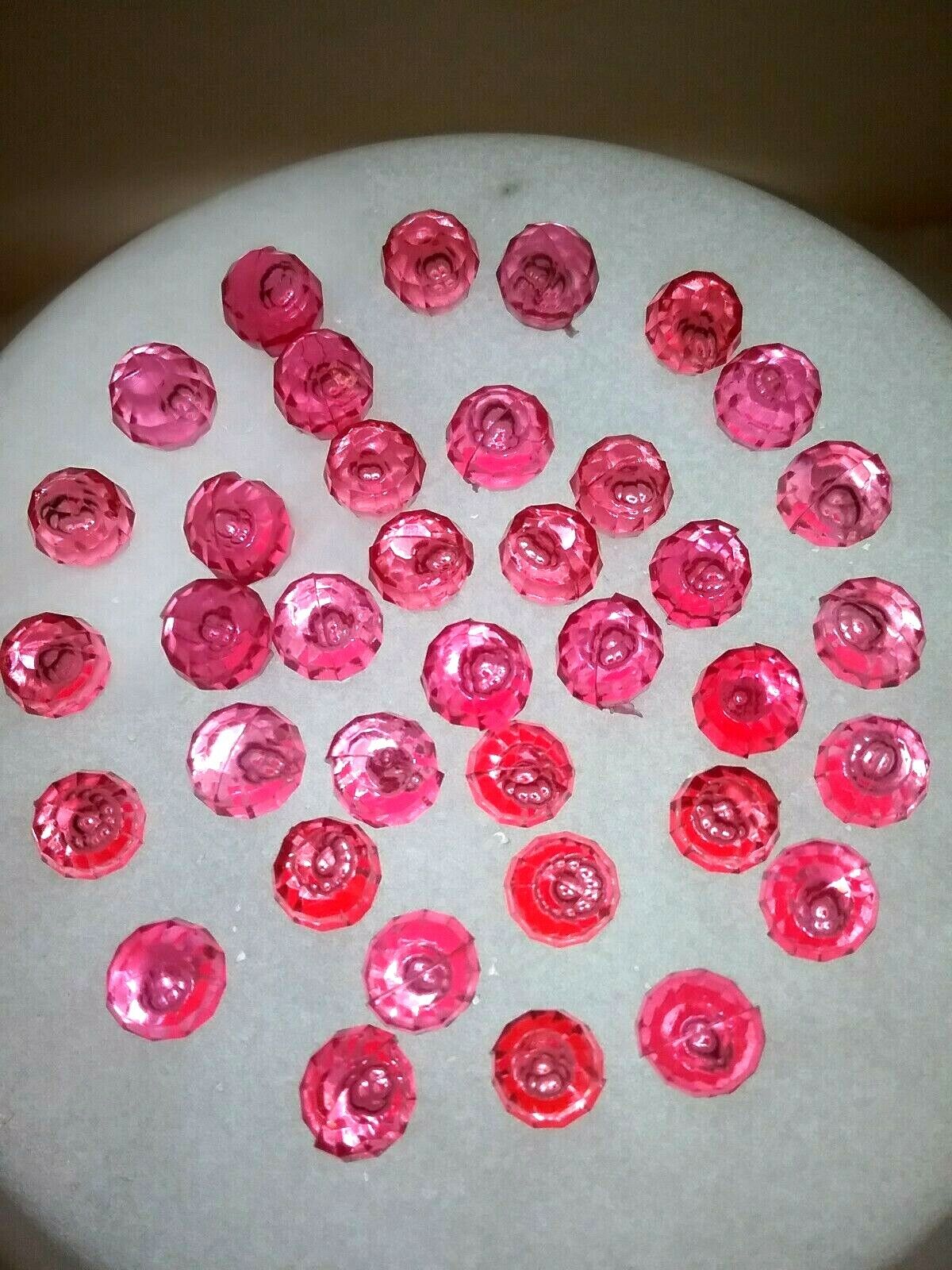 63 LARGE PINK 7mm Round Faceted Globe Pins for Ceramic Christmas Trees