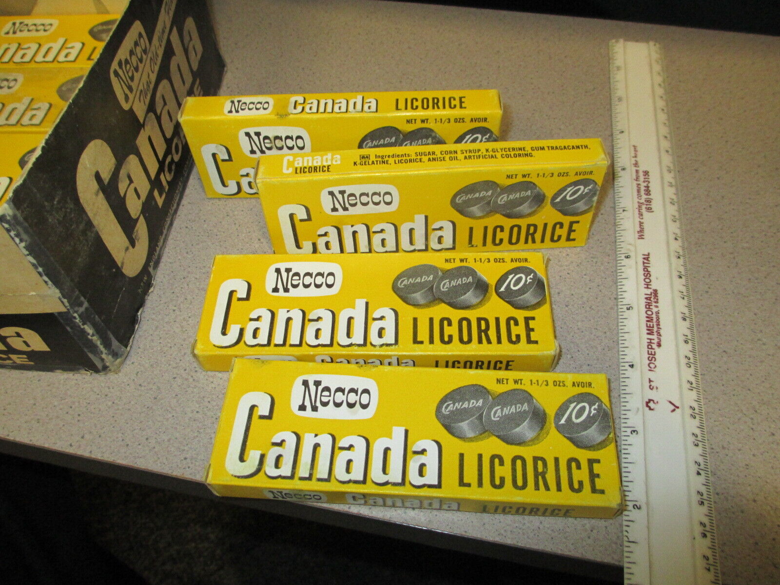 NECCO Canada black licorice (1,not all) full 10cent theater size candy box 1950s