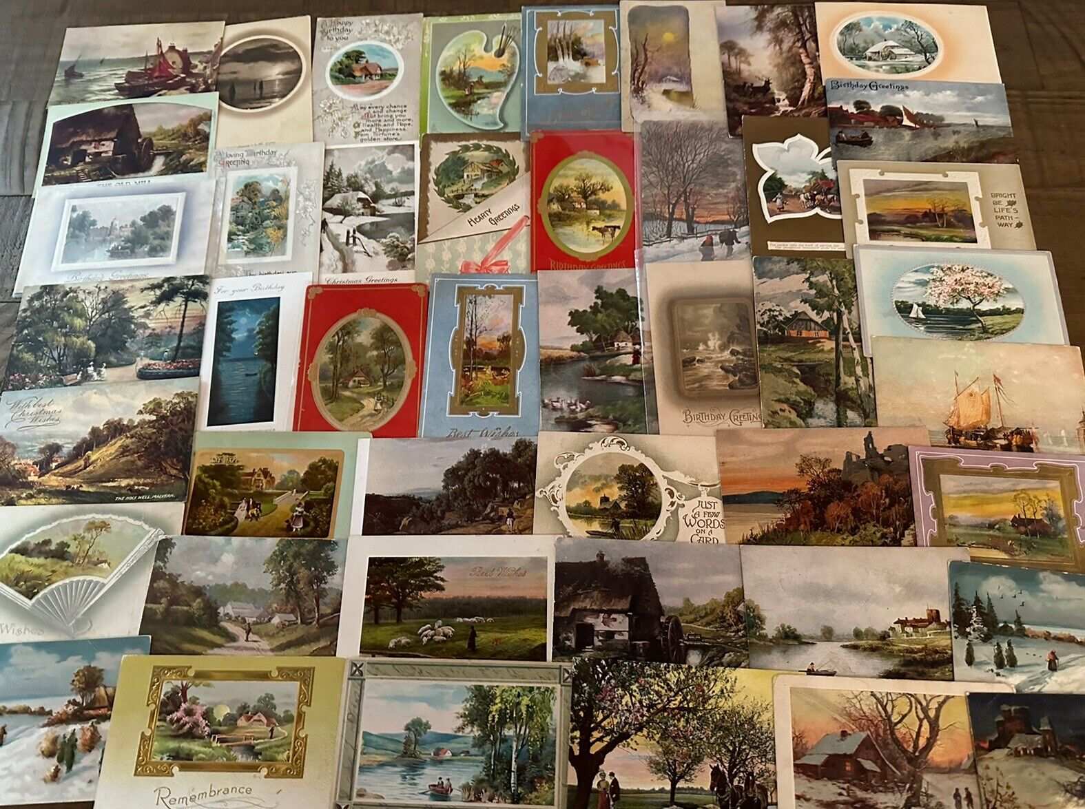 Estate Lot of 60 Vintage Postcards with Cottage & Various Scenes Scenic-h514