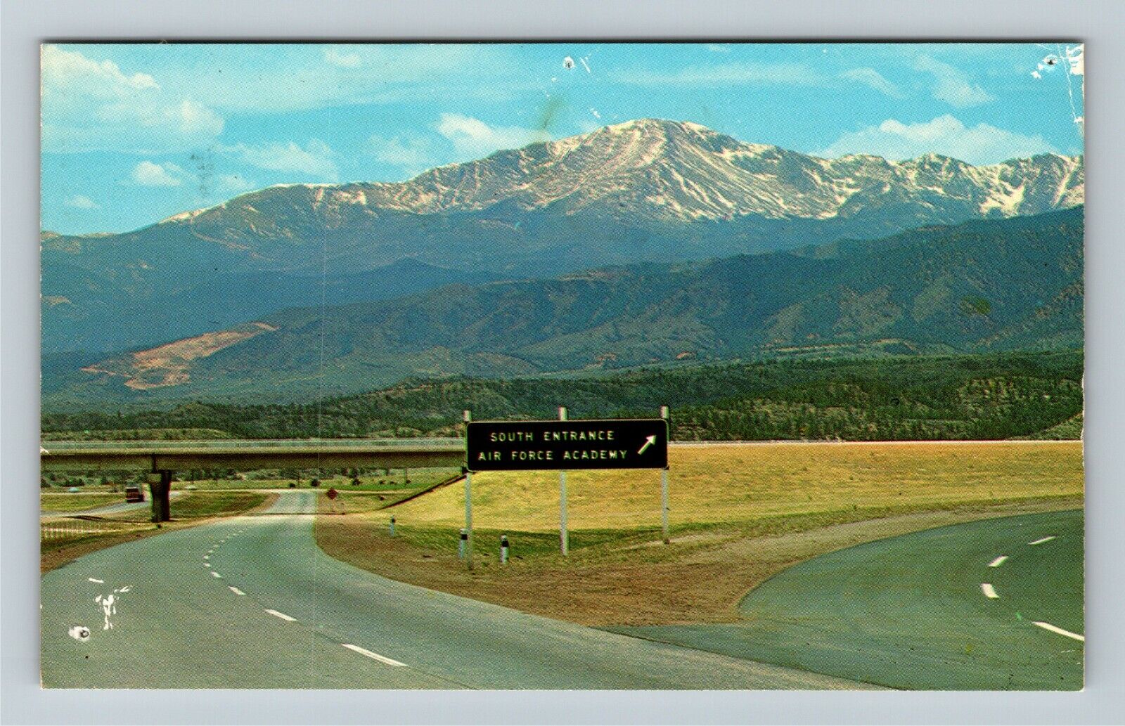Pikes Peak CO, View From Air Force Academy, Colorado c1970 Vintage Postcard