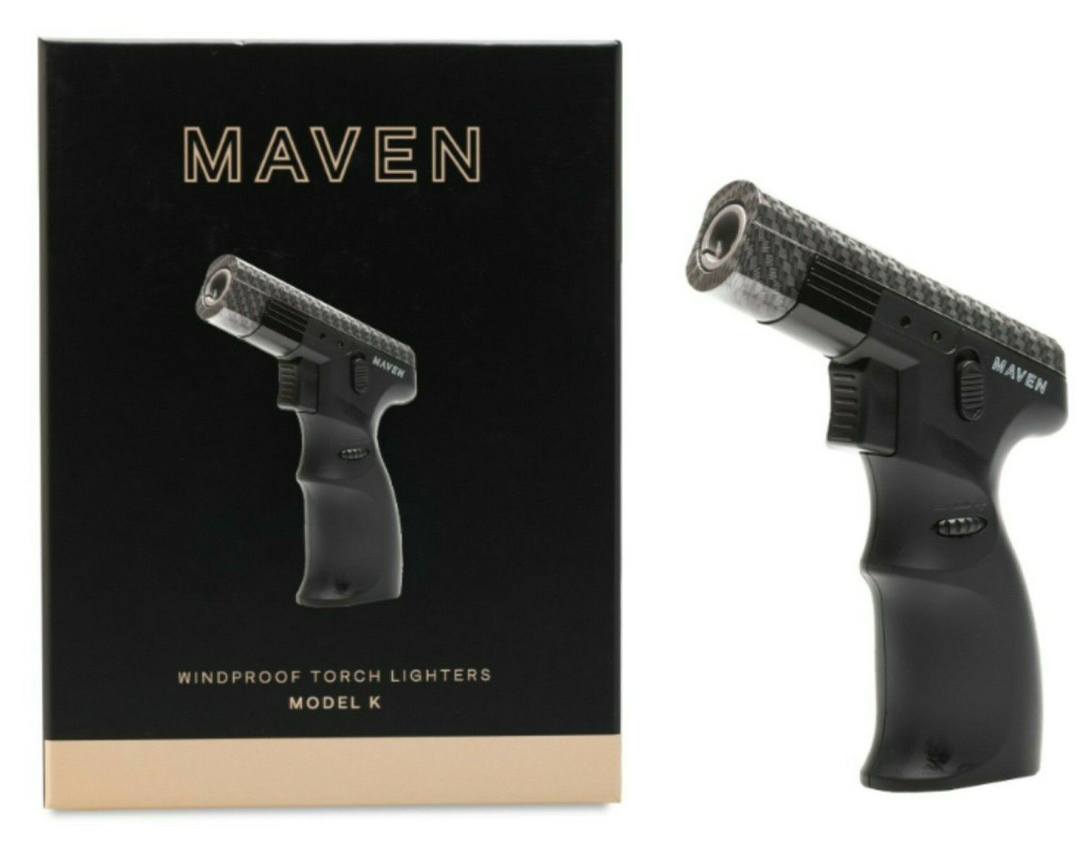 Maven Model K (Carbon Fiber) Handheld Single Jet Torch Lighter - Refillable 