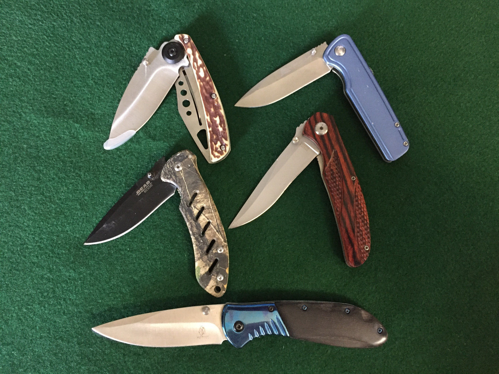 Lot of 5 knives Bear Edge, Buckshot, Ozark Trail  Folding Pocket Knives EDC A-10