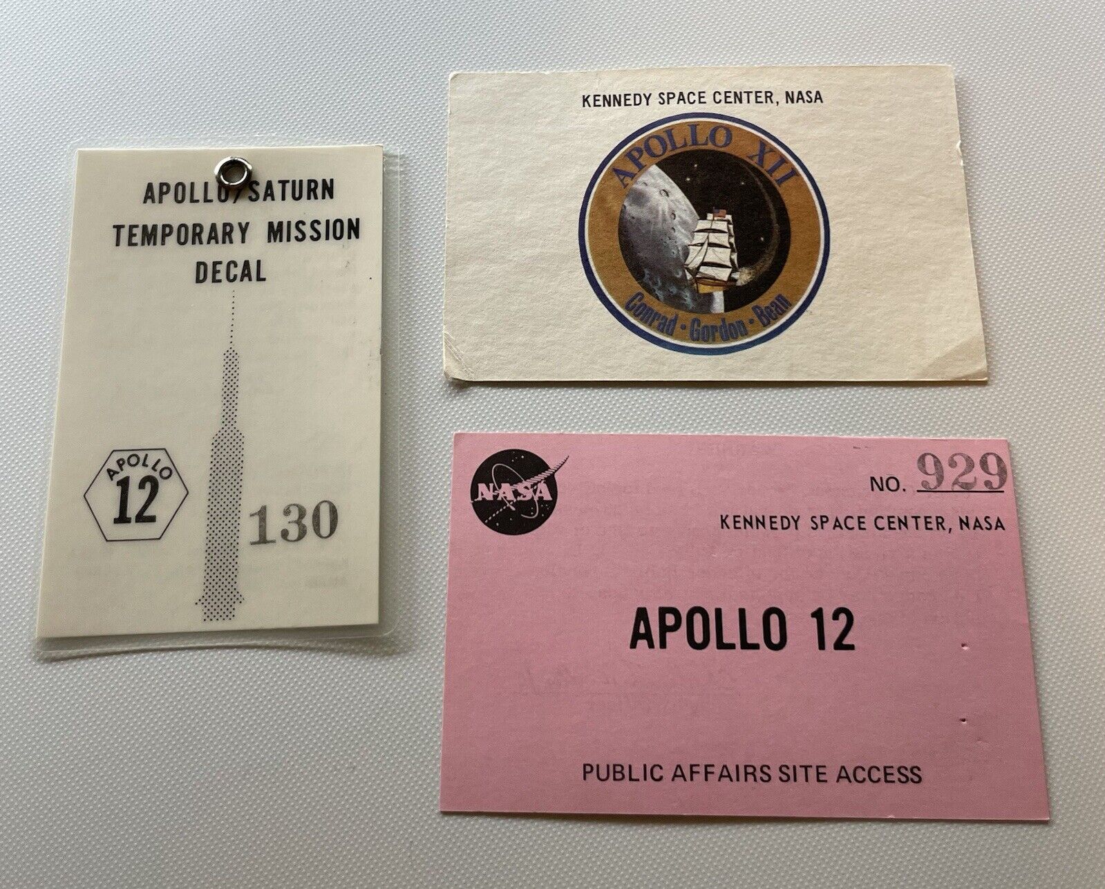 Set Of 3 Apollo 12 vintage NASA Badges
