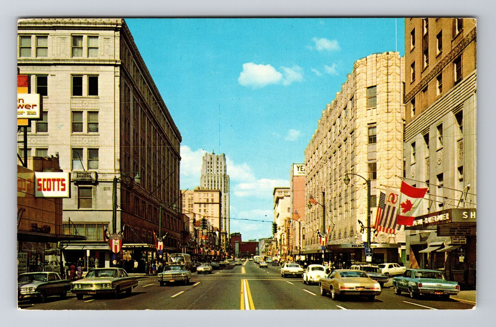 Akron OH-Ohio, Downtown View, Vintage Postcard