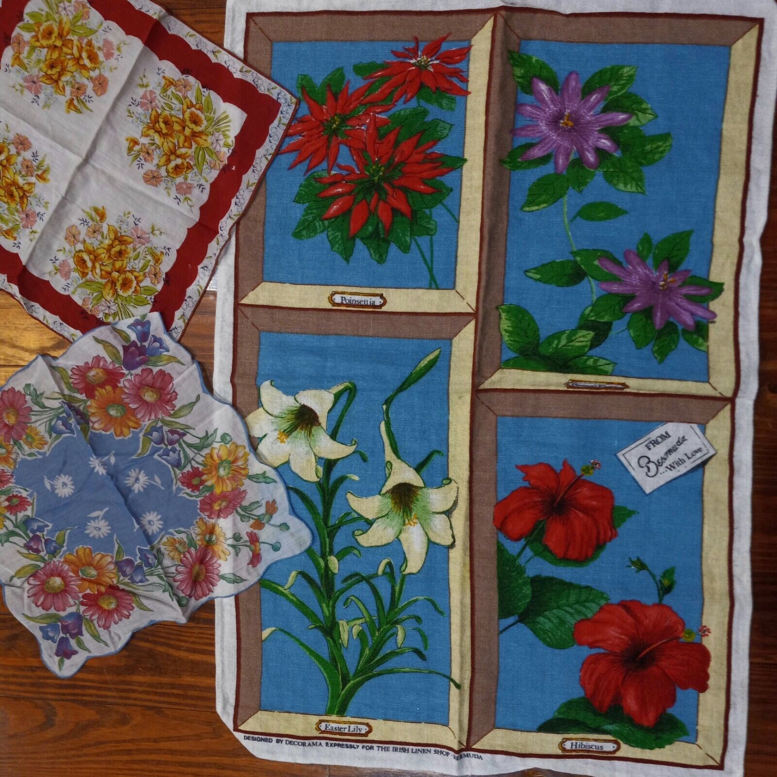 Mixed LOT ASSORTED Floral Fabrics Hankerchiefs Cottons Vintage (BOX 29)