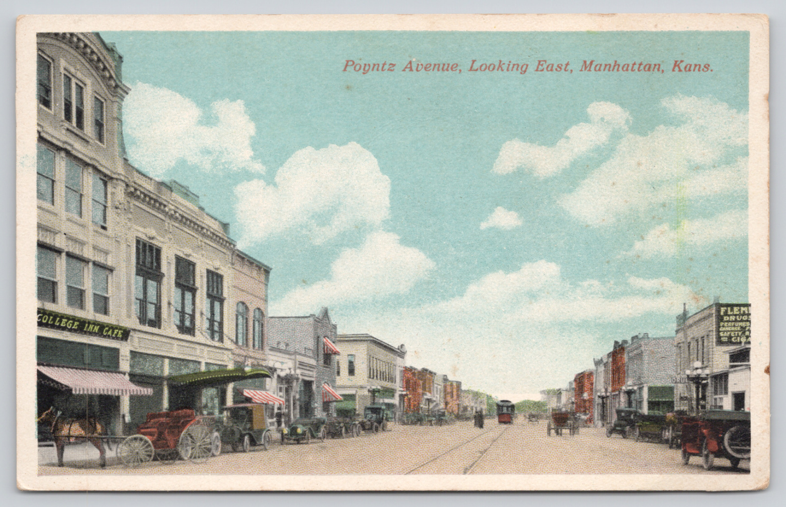 Postcard Manhattan, Kansas, Poyntz Avenue Looking East A749