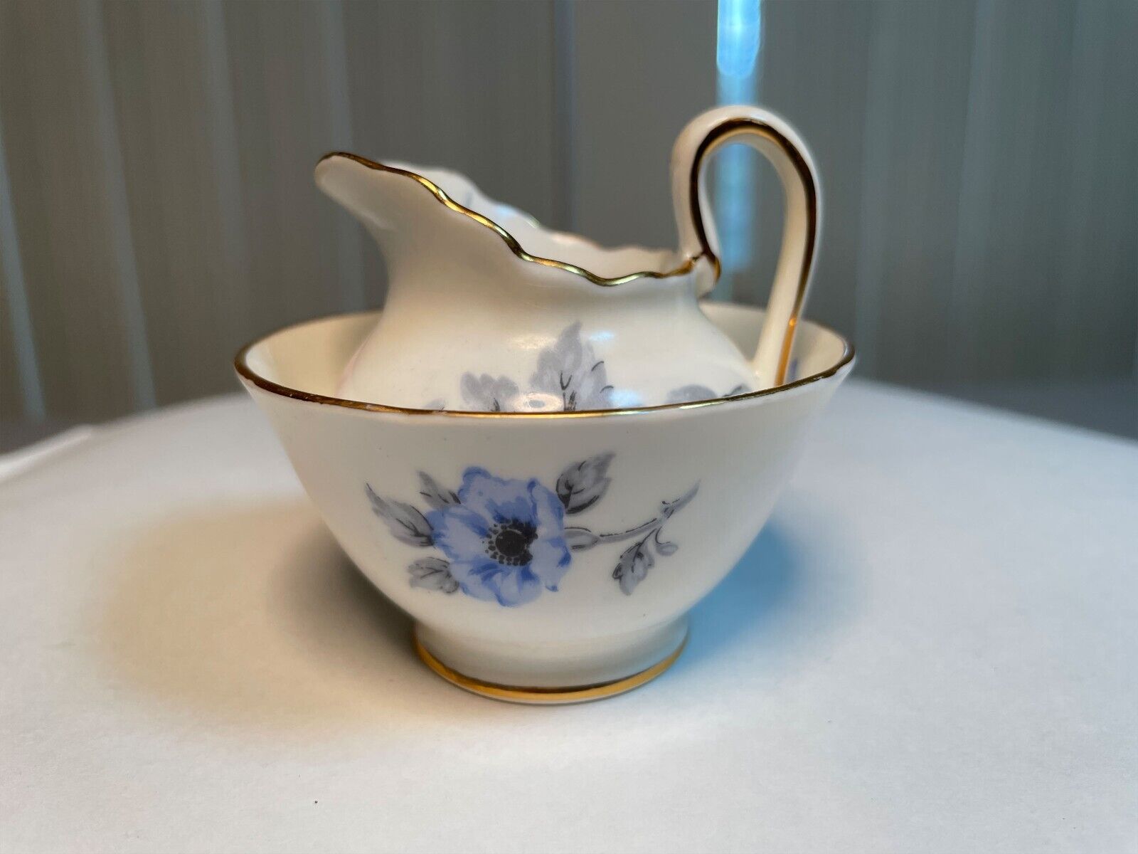 Vintage Royal Chelsea Miniature Creamer and Sugar Bowl Set - Blue Flowers China