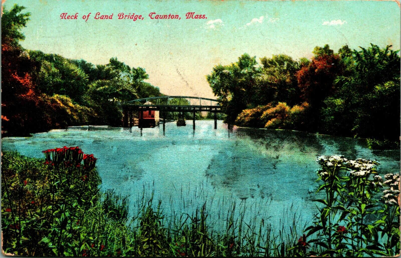 Neck of Land Bridge Taunton Massachusetts MA 1907 DB Postcard E1