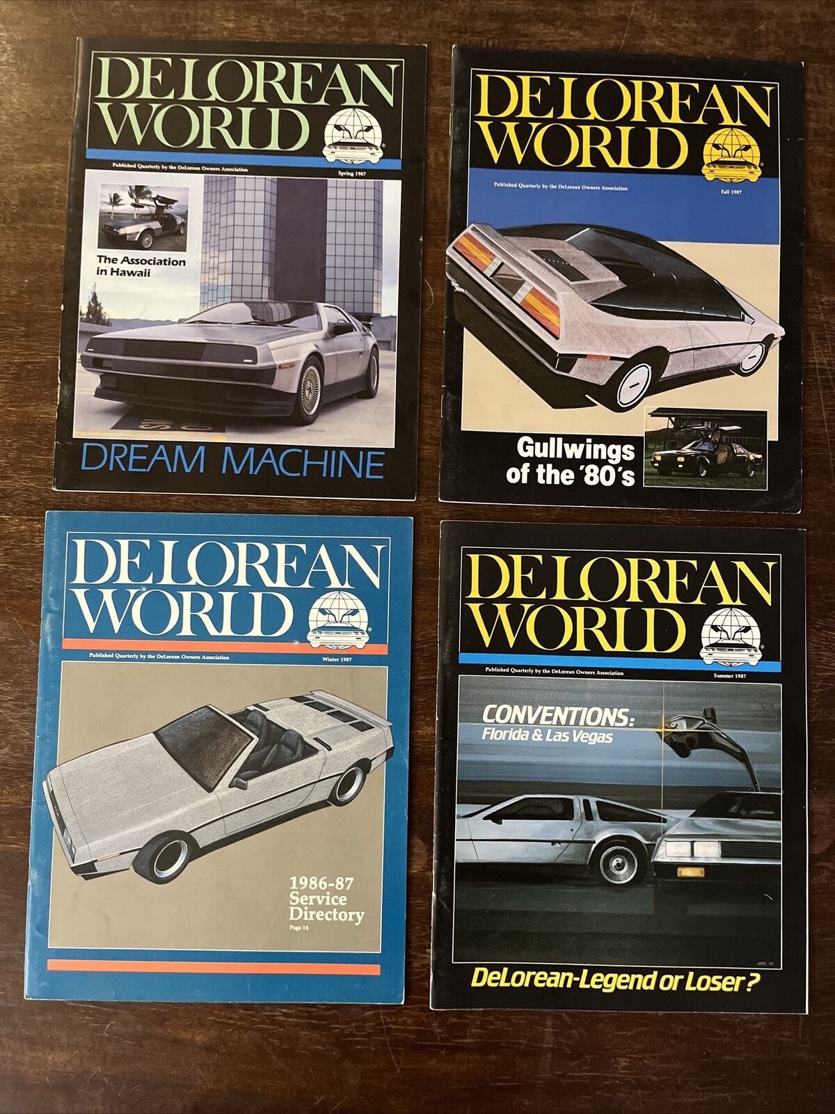 4 Delorean World Magazines Winter Spring Summer & Fall 1987 Great Condition