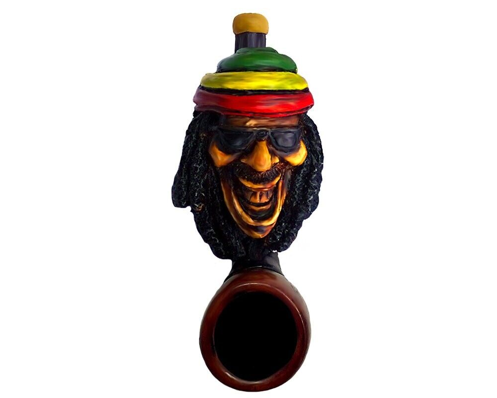 Rasta Hat Man Handmade Tobacco Smoking Small Hand Pipe Reggae Dread Jamaican Art