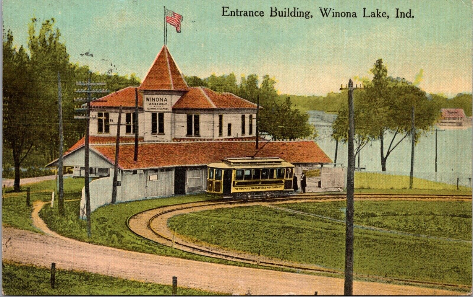 Postcard Entrance Building at Winona Lake, Indiana~134275